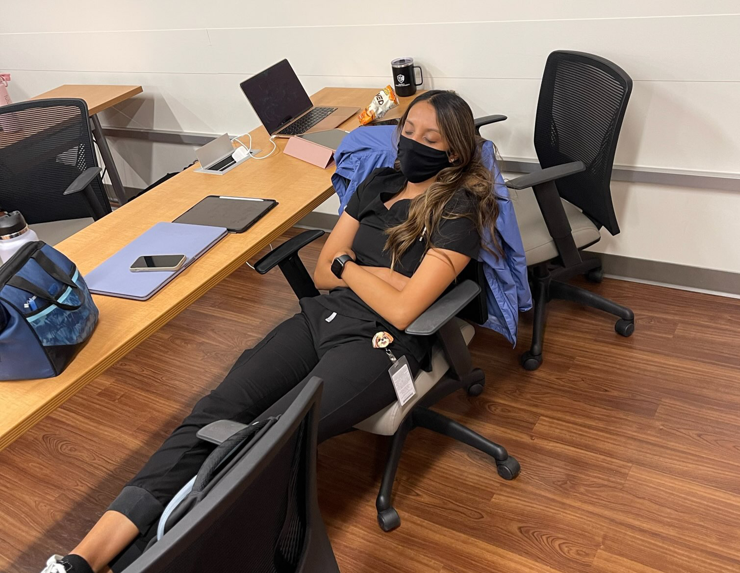 Photo of student sleeping in class
