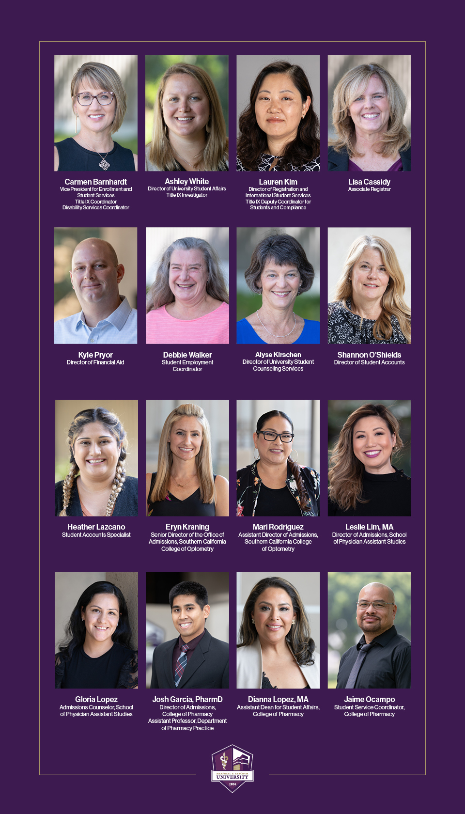 Composite photo of the University Student Affairs staff members