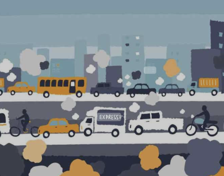 Cartoon image of traffic on a highway