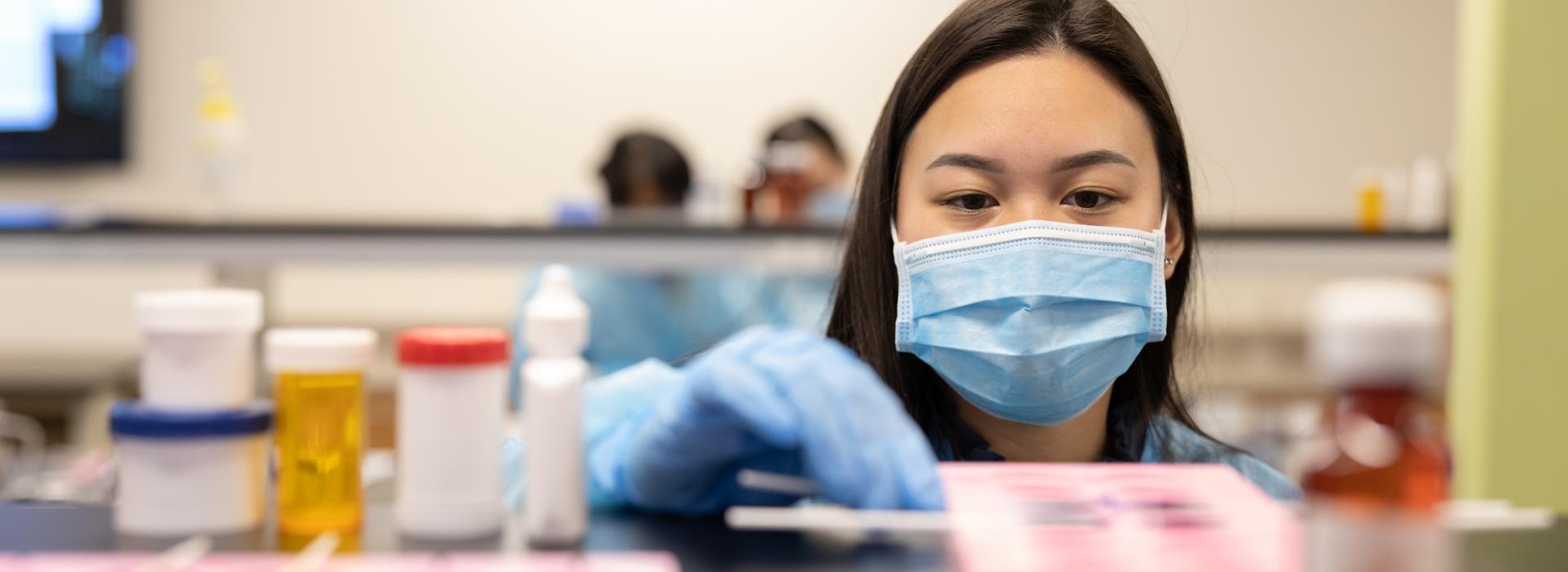 Student working in the compounding lab